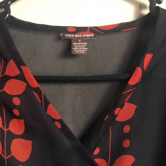 Coco and Chase Sheer Red and Black Blouse - Picture 7 of 10